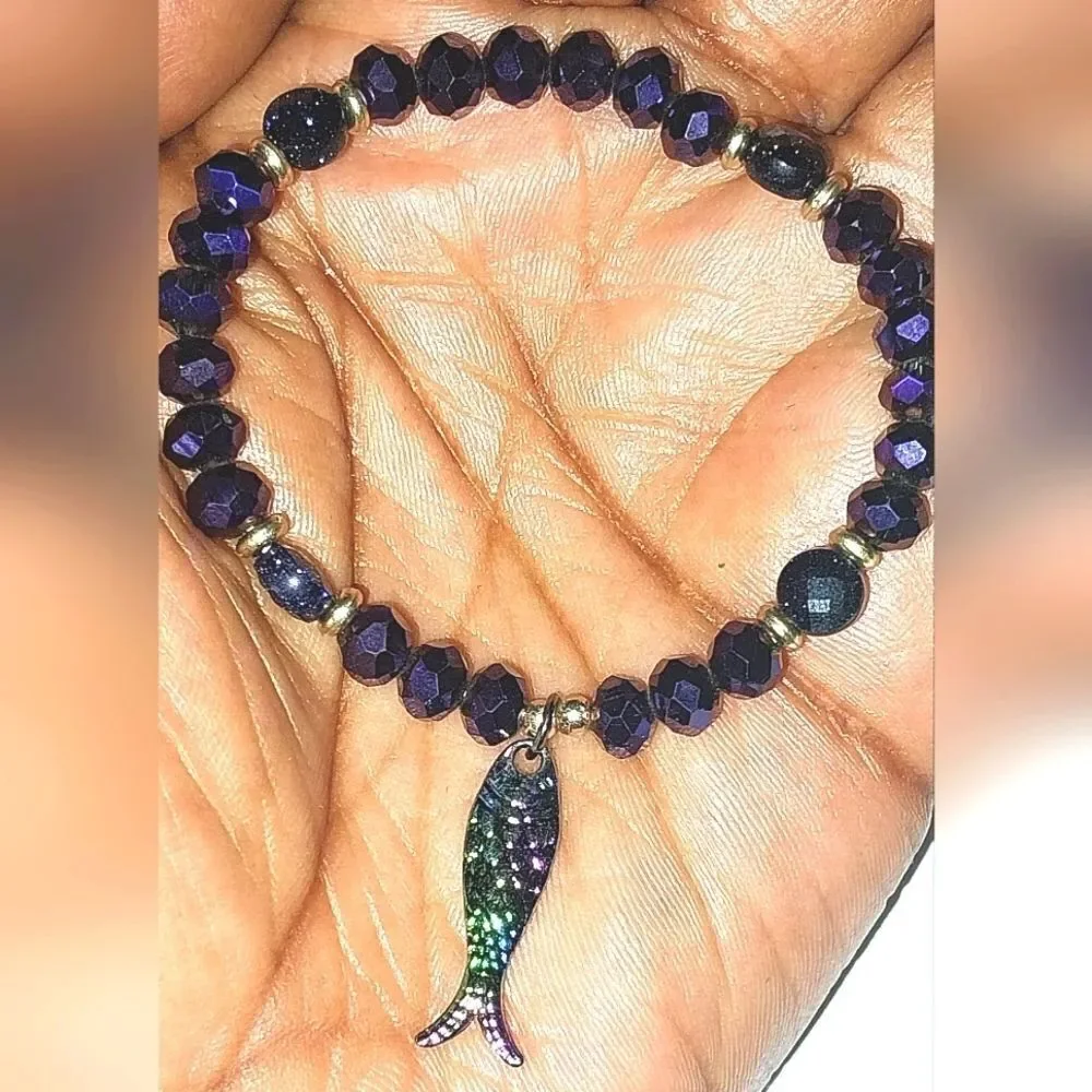 Girls Makersland purple fish Charm Bracelet